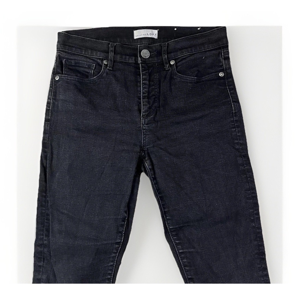 Loft Skinny Black Jeans Women's Size 6 Denim 6/28 Raw Hem Slim Pockets